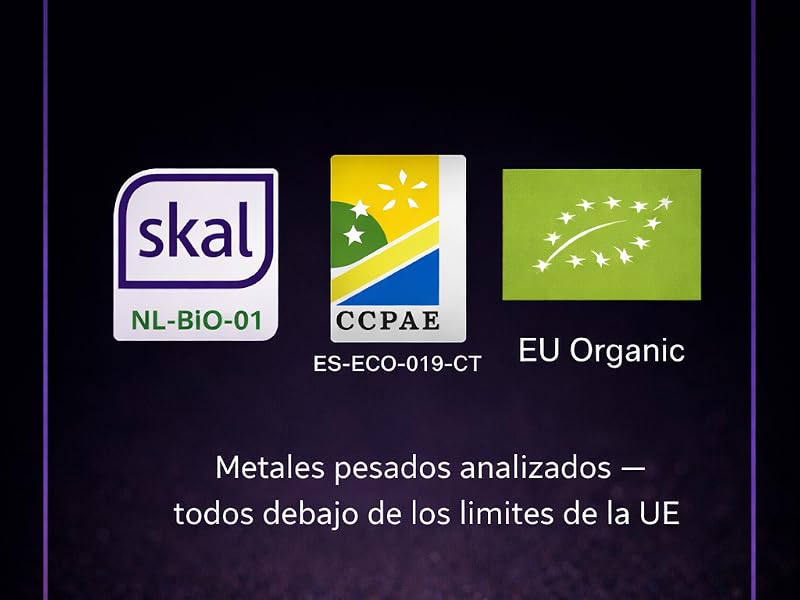 Certificaciones del arándano en polvo ecológico: Skal, CCPAE y logo ecológico de la UE, con metales pesados analizados