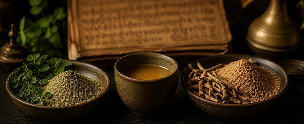 Ritual de polvos ayurvédicos con brahmi y ashwagandha Samskara