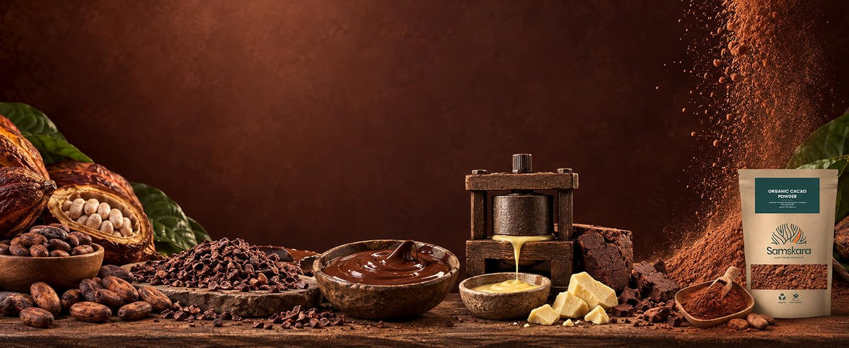 Proceso en frío del cacao crudo: prensa, manteca, pasta y polvo de cacao