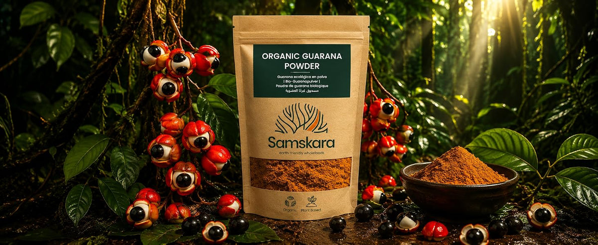 Guaraná en polvo ecológico BIO Samskara, cafeína natural de la Amazonia, en bolsa kraft