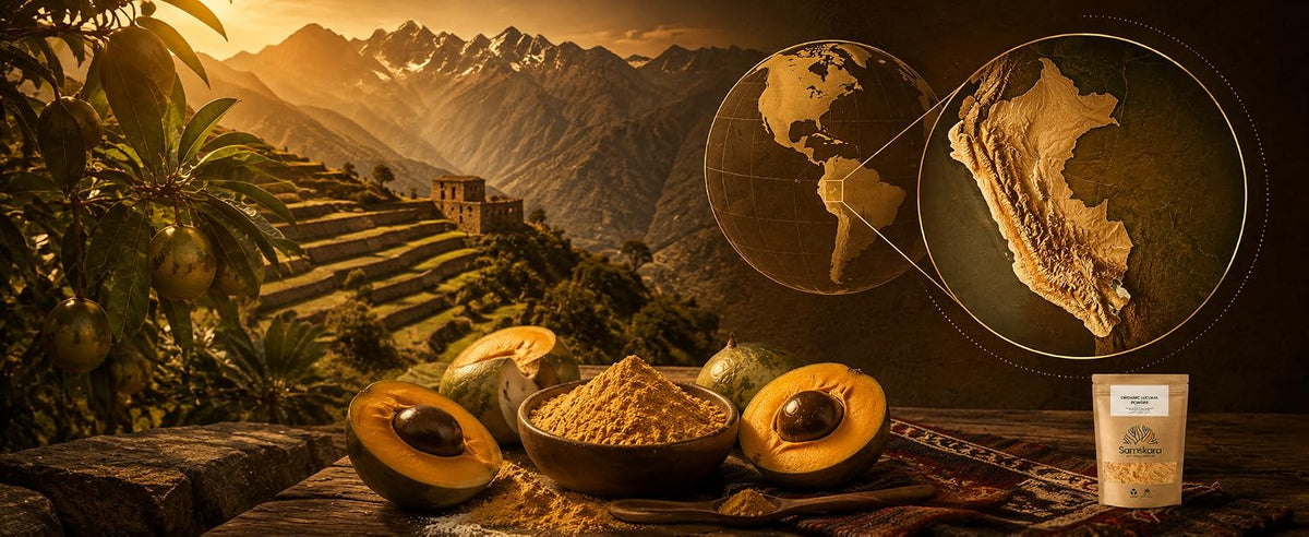 Fruta de lúcuma cultivada en los valles de los Andes del Perú desde hace 2000 años