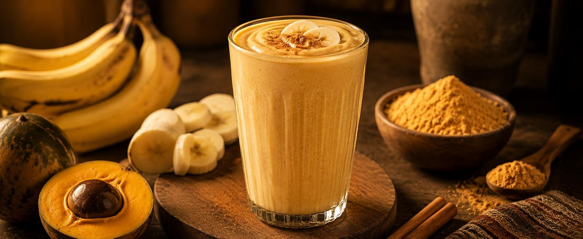 Smoothie de plátano con lúcuma en polvo para un toque de caramelo cremoso
