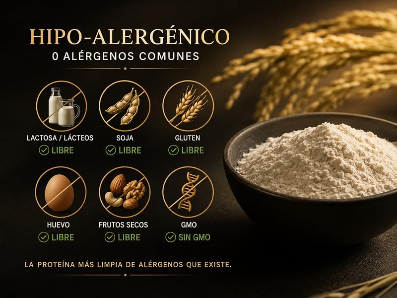 Hipoalergénico: proteína de arroz libre de los seis alérgenos más comunes
