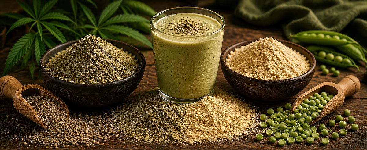 Proteína de cáñamo combinada con proteína de guisante para un perfil de aminoácidos completo