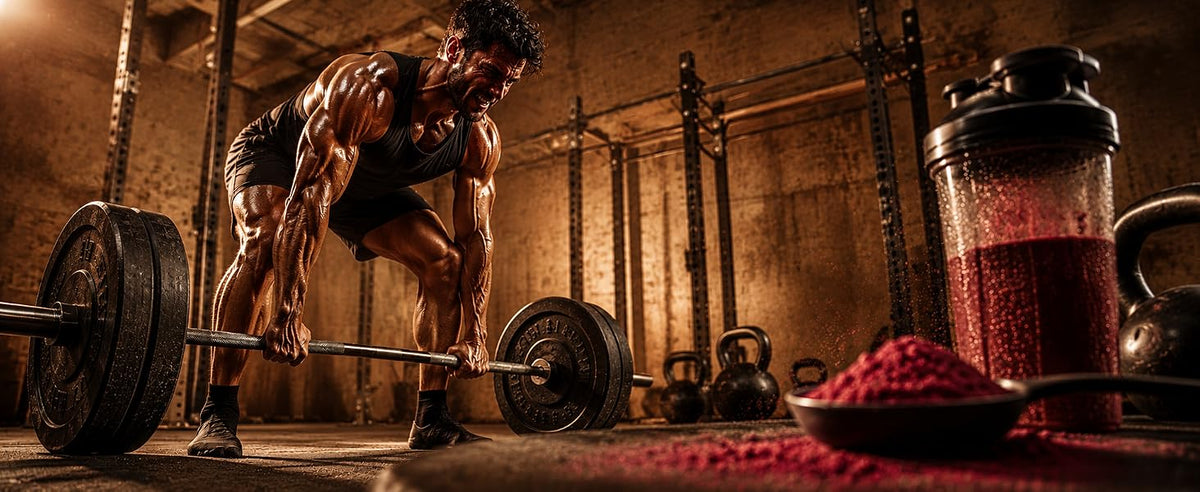 Gimnasio con remolacha en polvo como pre-entreno natural sin estimulantes