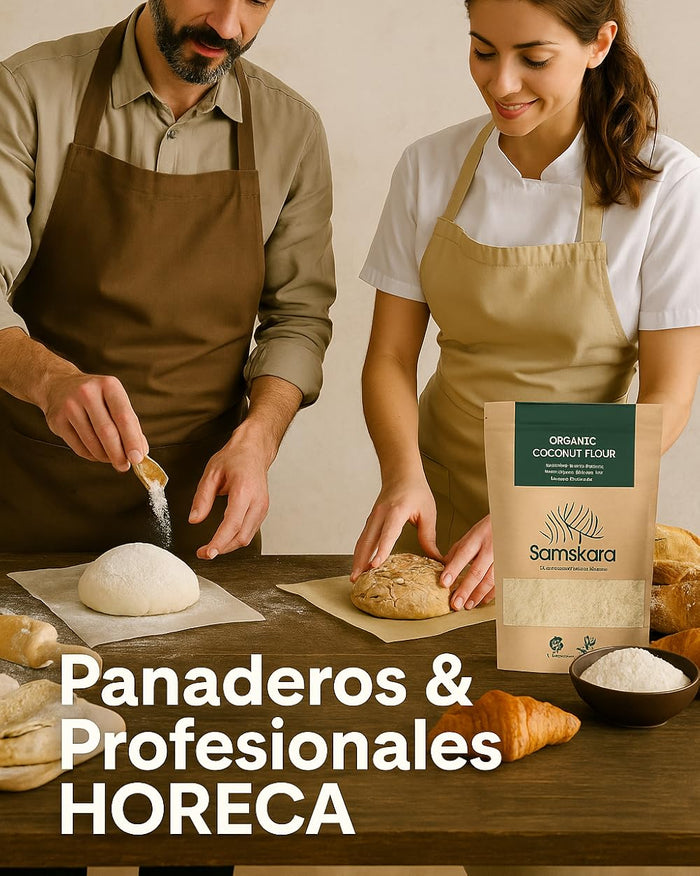 Panaderos y profesionales HORECA amasando con harinas ecológicas Samskara