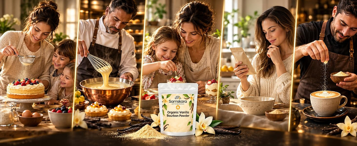 Vainilla en polvo para reposteros caseros, pasteleros y quien cocina para niños sin alcohol
