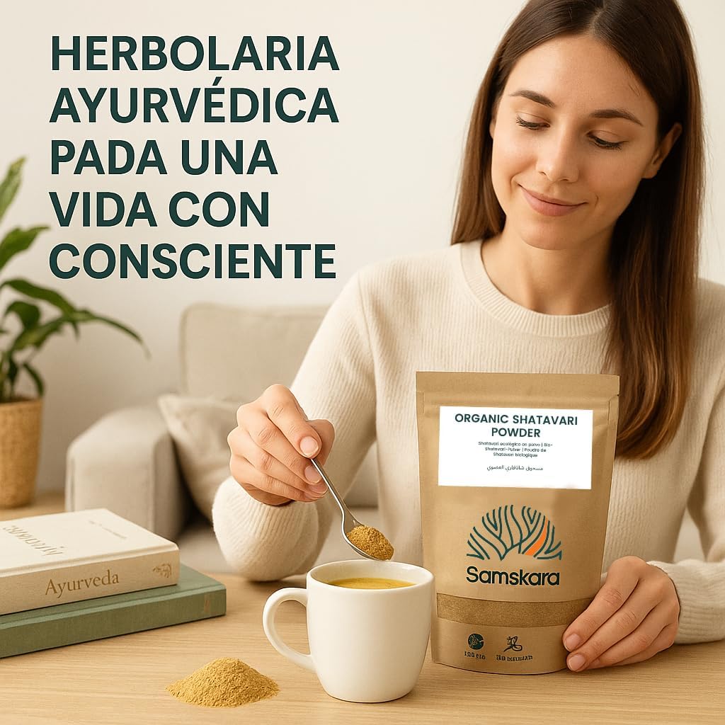 Shatavari en Polvo BIO | Conoce la Raíz Clásica del Áyurveda para Ellas | 100 % Pura Molida Fina | Samskara