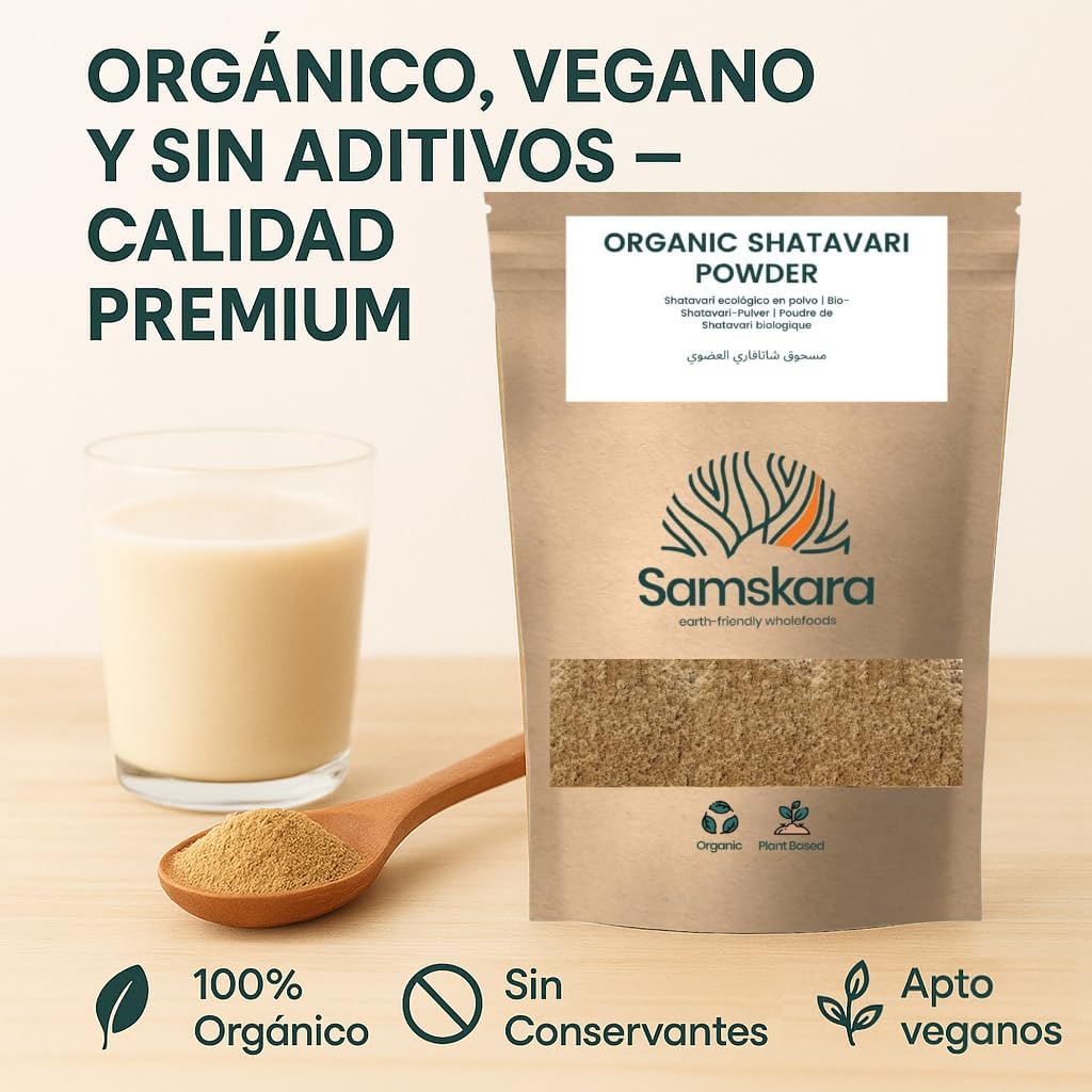 Shatavari en Polvo BIO | Conoce la Raíz Clásica del Áyurveda para Ellas | 100 % Pura Molida Fina | Samskara