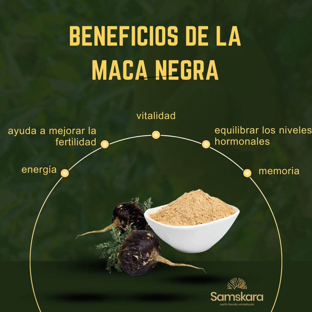 Maca Negra en Polvo BIO | Redondea Batidos, Café y Repostería | Raíz Andina de Sabor Malteado | Samskara