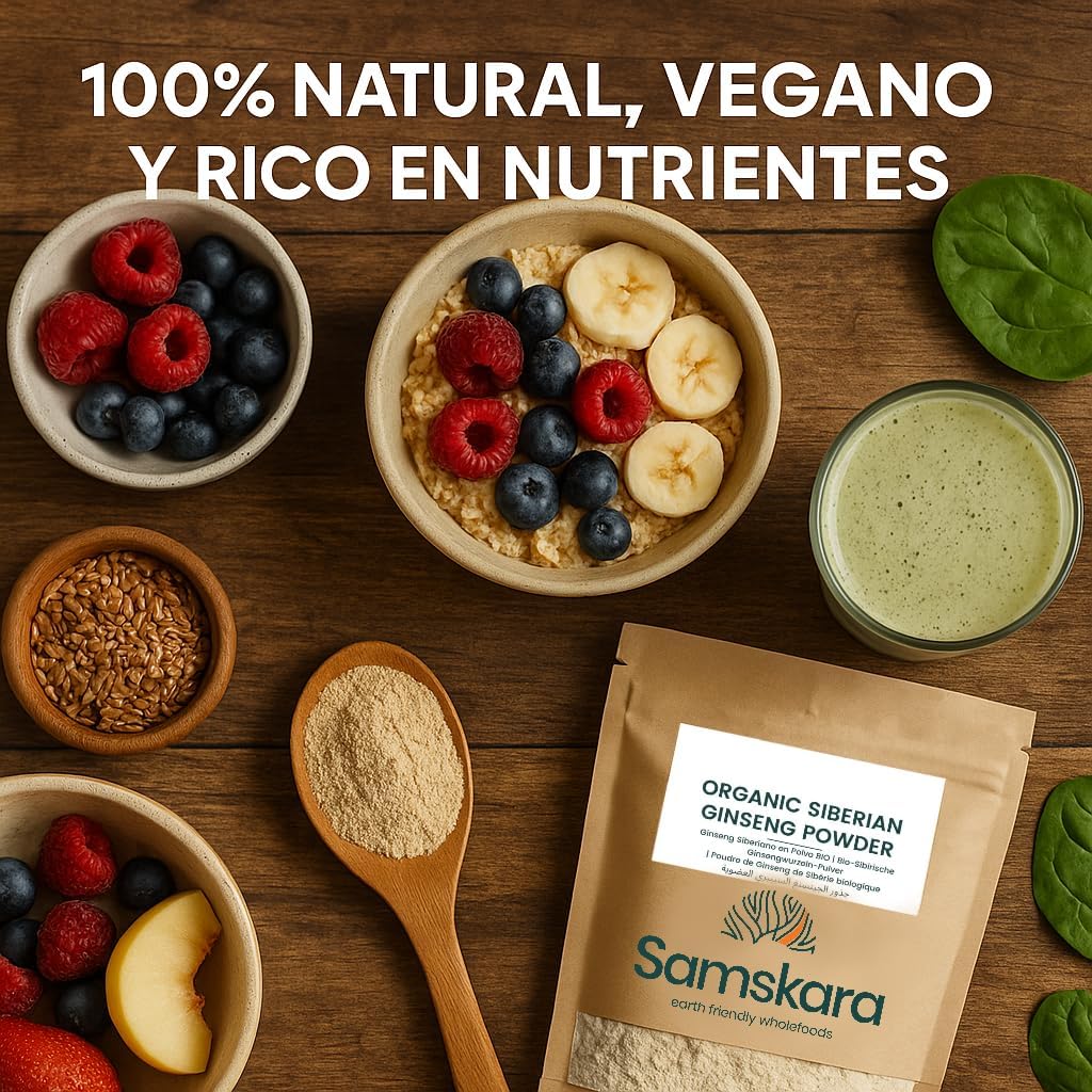 Ginseng Siberiano en Polvo BIO | Acompaña tus Mañanas con la Raíz Tradicional | 100 % Raíces Molidas | Samskara