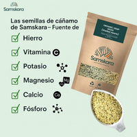 Semillas de Cáñamo Peladas BIO | Espolvorea Omega-3 y 6 en Cada Plato | Origen UE, Crudas y sin THC | Samskara