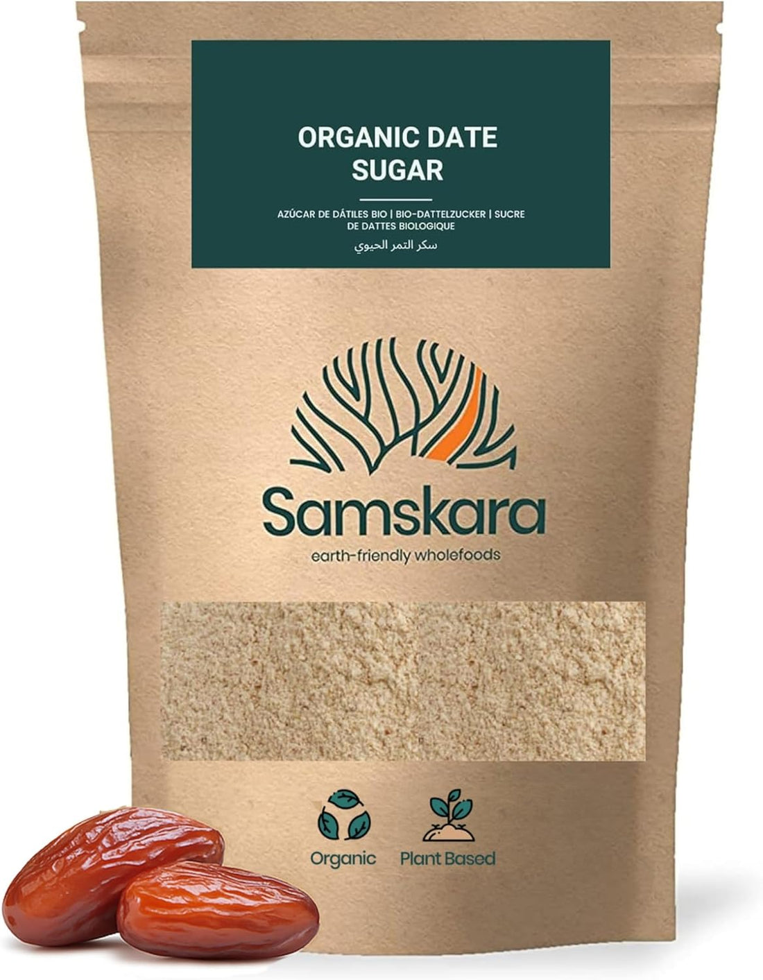 Azúcar de Dátil BIO – 500 g | Sustituye el Azúcar Refinado en tu Repostería | 100 % Dátiles Molidos | Samskara