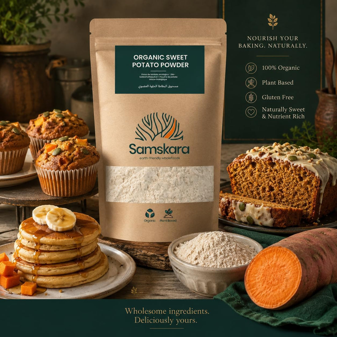 Boniato en Polvo BIO | Endulza Batidos y Repostería de Forma Natural | Fuente de Fibra y Vitamina A | Samskara
