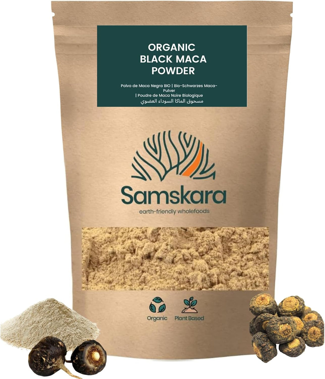 Maca Negra en Polvo BIO | Redondea Batidos, Café y Repostería | Raíz Andina de Sabor Malteado | Samskara