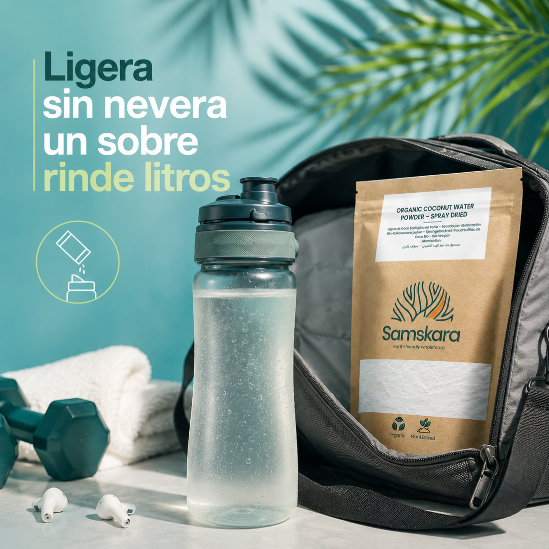 Samskara Agua de Coco en Polvo Ecológica | 250g | Secada por Atomización, 100% Pura, Polvo de Agua de Coco Ecológica de Sri Lanka, de Origen Vegetal y Vegana, para Smoothies, Bebidas y Recetas