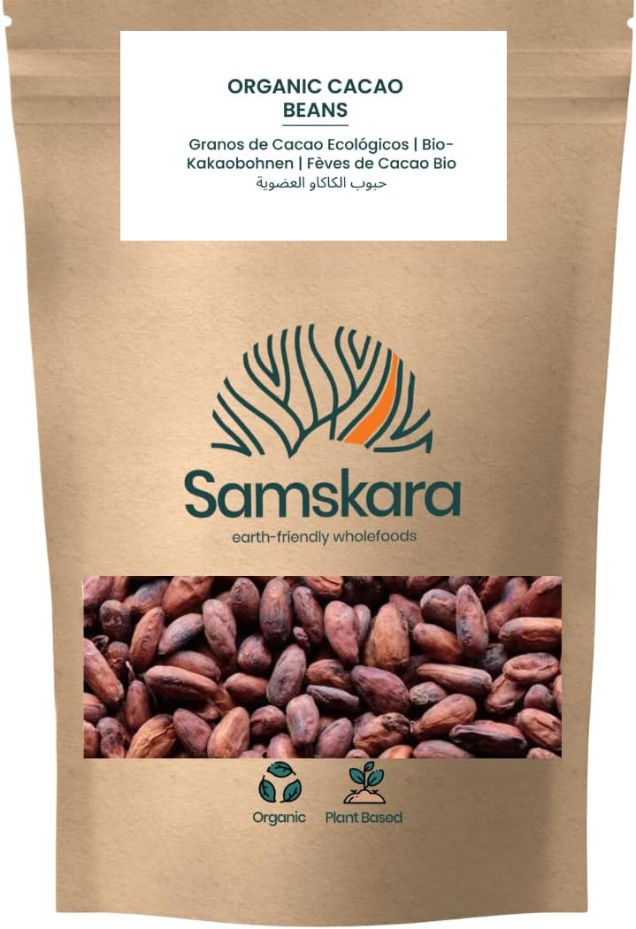 Samskara Granos de Cacao Orgánico Crudo | 250g | Cacao Natural Sin Tostar, Sin Azúcar ni Aditivos | Ideal para Chocolate, Repostería, Smoothies y Snacks