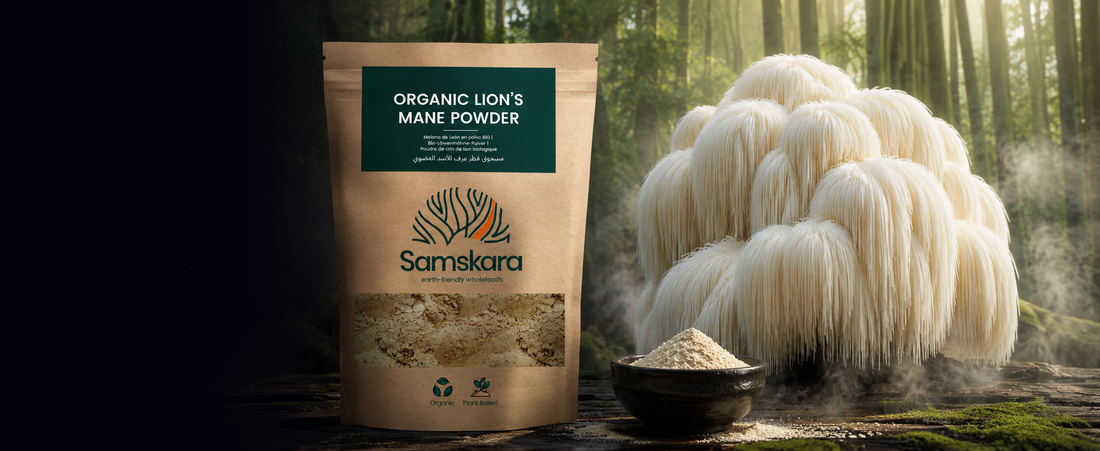 Melena de León en Polvo BIO | Prepara Cafés y Elixires de Seta | 100 % Hericium Erinaceus Molido | Samskara
