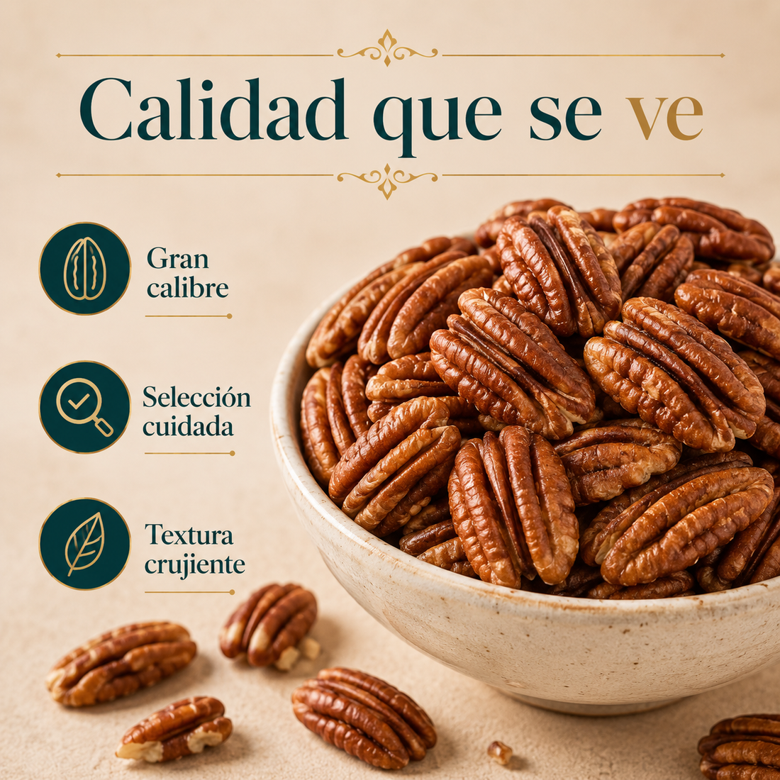 Mitades de Nuez Pecana Mantecosa - Envasadas al Vacío