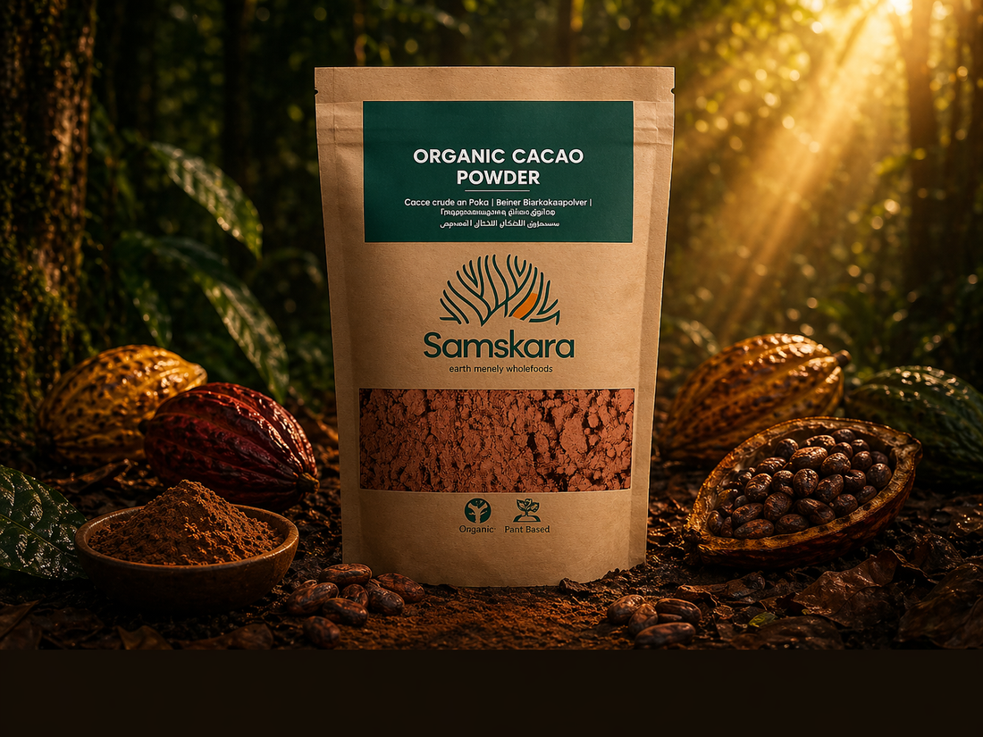 Cacao Crudo en Polvo BIO | Intensifica tus Recetas con Chocolate Puro | Con Magnesio y Hierro Naturales | Samskara