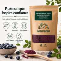 Arándano Nórdico en Polvo BIO – 150 g | Da Color y Sabor Real a tus Batidos | 100 % Arándanos Liofilizados | Samskara