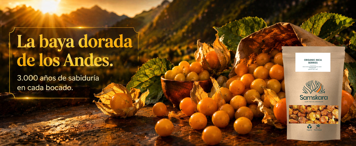 Bayas de Inca ecológicas, la baya dorada de los Andes, en bolsa kraft Samskara