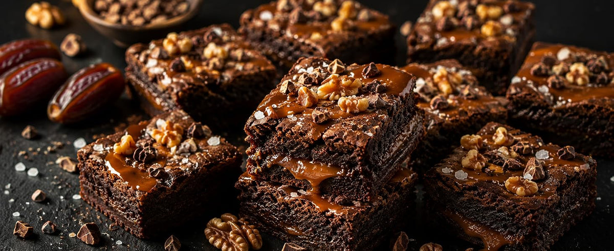 Brownies de cacao sin azúcar añadido hechos con pasta de dátiles