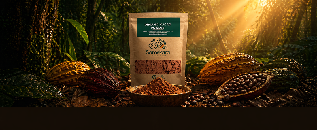 Cacao Crudo en Polvo BIO | Intensifica tus Recetas con Chocolate Puro | Con Magnesio y Hierro Naturales | Samskara