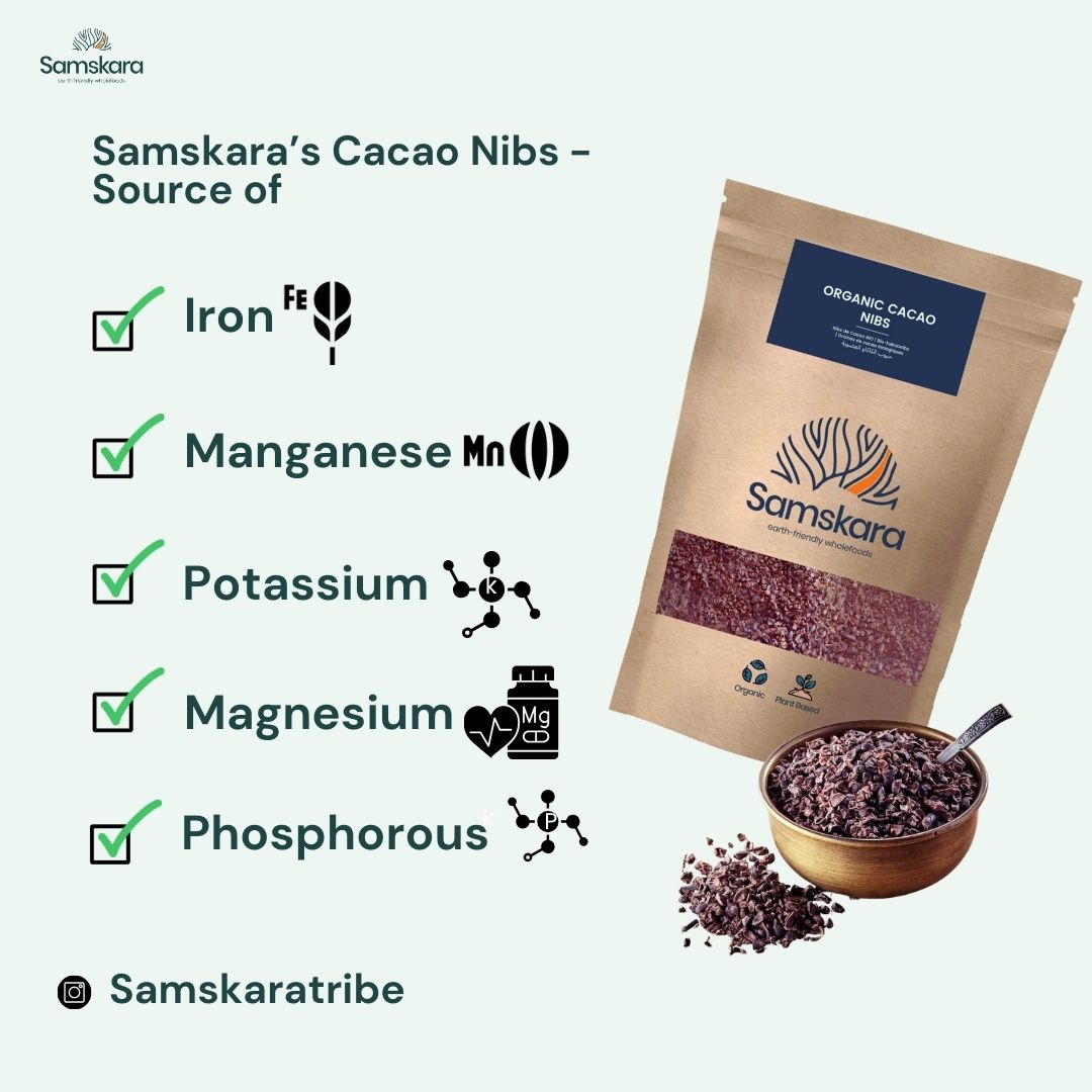 Nibs de Cacao Crudo BIO | Da un Crunch de Chocolate Puro a tus Bowls | Con Magnesio y Hierro Naturales | Samskara