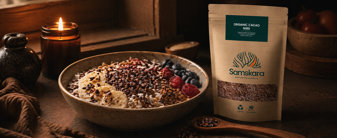 Nibs de Cacao Crudo BIO | Da un Crunch de Chocolate Puro a tus Bowls | Con Magnesio y Hierro Naturales | Samskara