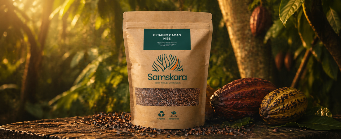 Nibs de Cacao Crudo BIO | Da un Crunch de Chocolate Puro a tus Bowls | Con Magnesio y Hierro Naturales | Samskara