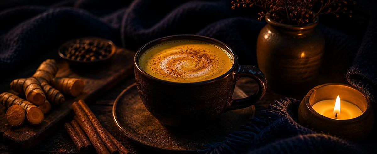 Golden milk completo con reishi, ashwagandha y psyllium, listo en dos minutos