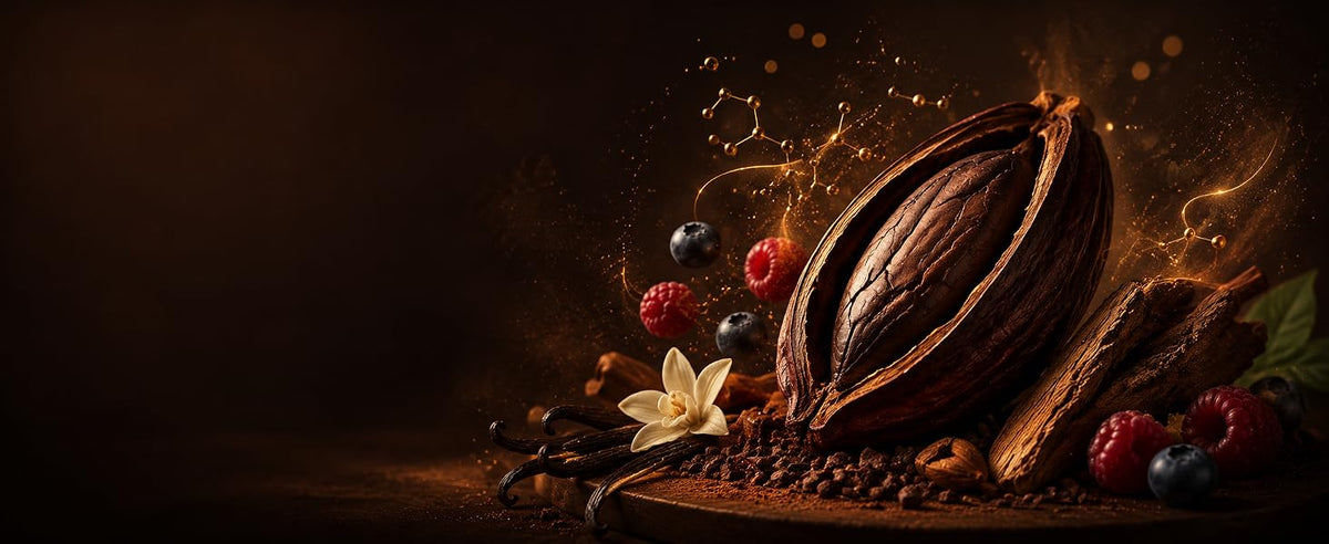 Granos de cacao fino de aroma de Perú con sabor afrutado y flavanoles
