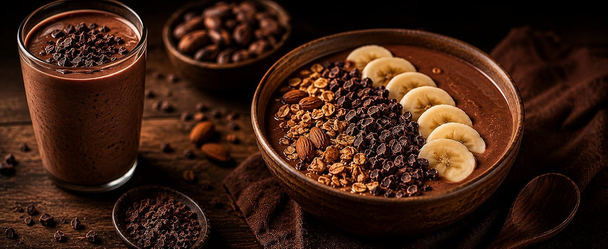 Nibs de cacao en smoothies, bowls, yogur y avena como topping crujiente
