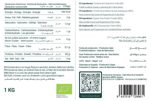 Proteína de Guisante Fermentada BIO - 1kg