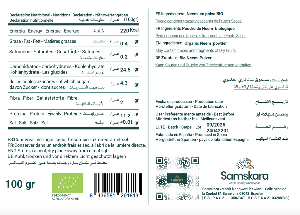 Hojas de Neem en Polvo BIO - 100g