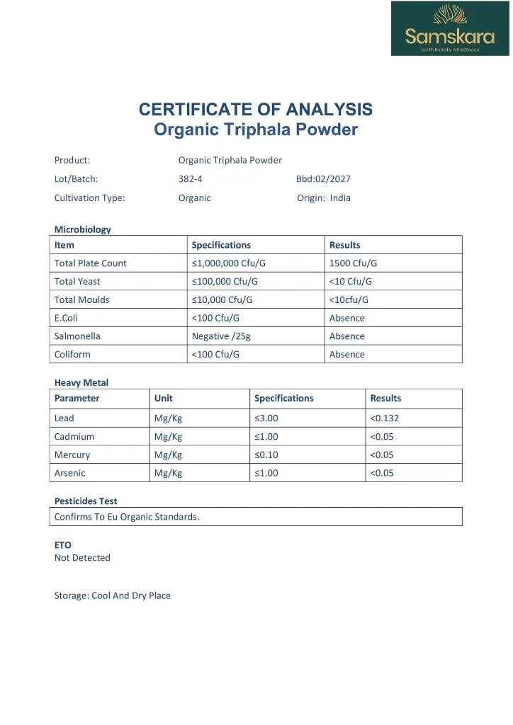 Triphala Powder Organic - 250g