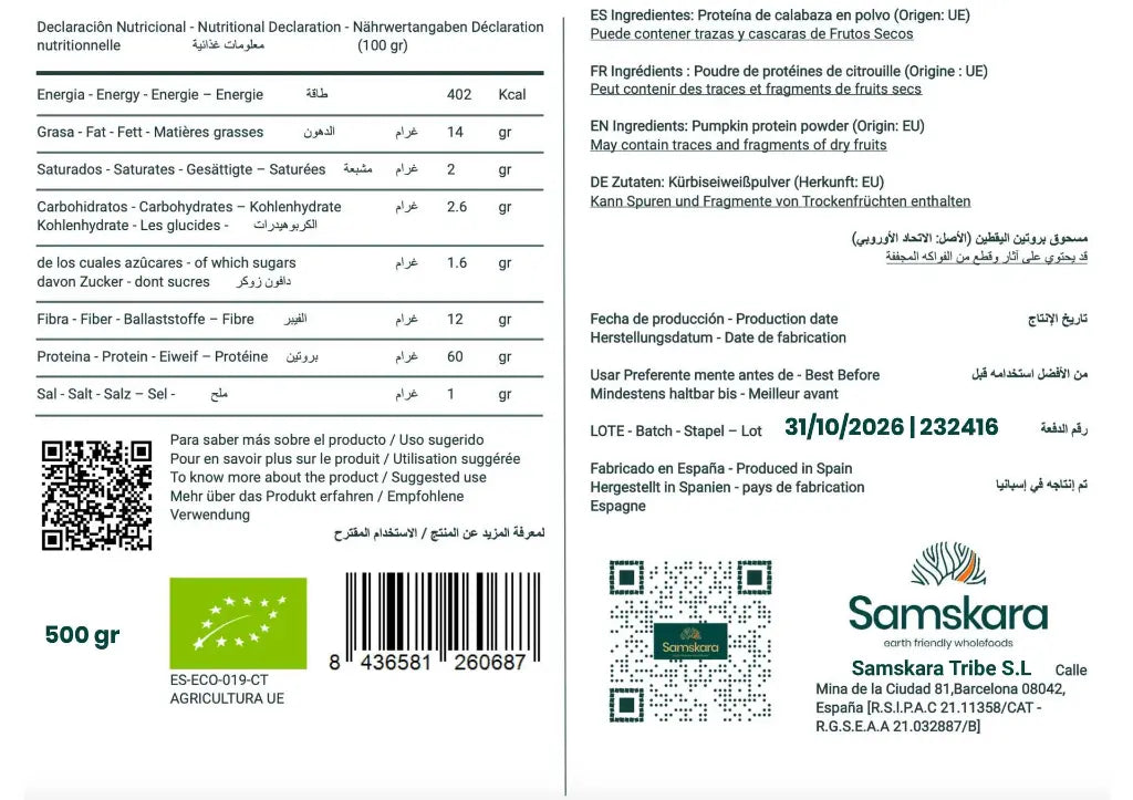 Proteína de Calabaza BIO - 500g