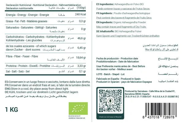 Ashwagandha en Polvo BIO - 250g