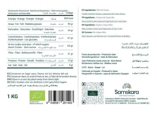 Bio-Kakaonibs roh - 1kg