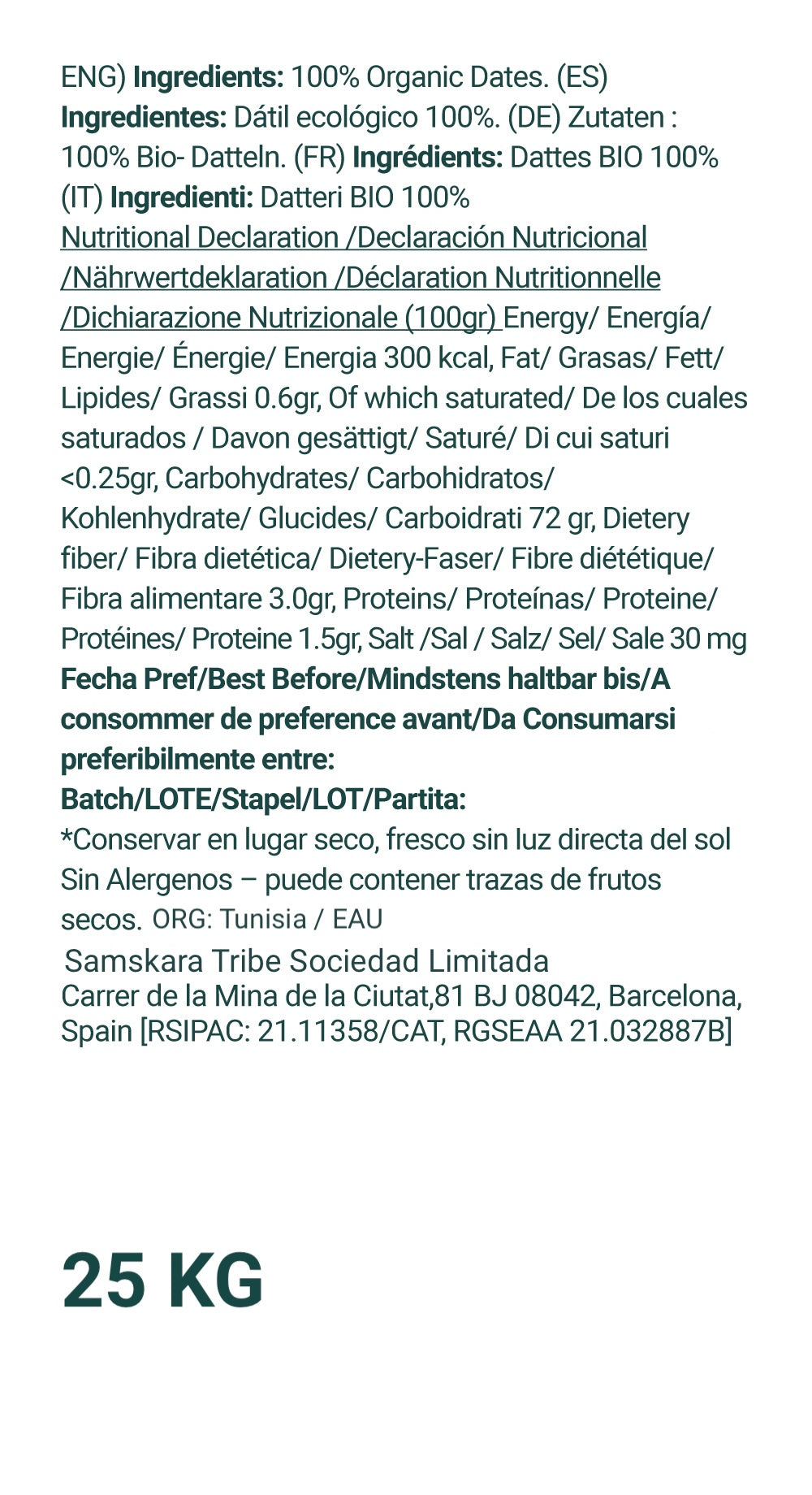 Sirope de Dátil BIO – 500 g | Endulza con Sabor a Caramelo Natural | Alternativa al Azúcar Refinado | Samskara
