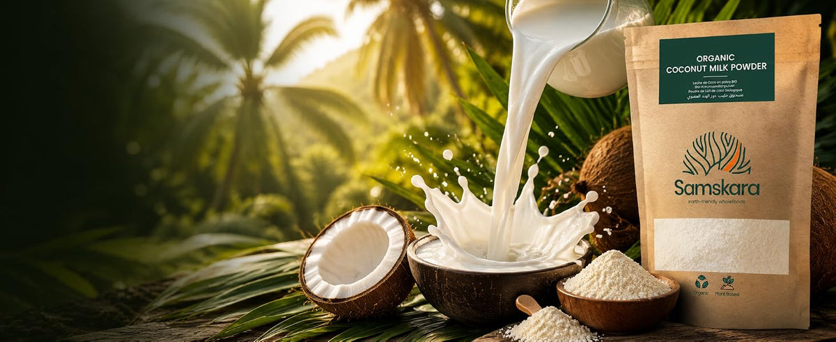 Leche de coco en polvo ecológica BIO Samskara, cremosidad del coco de Sri Lanka