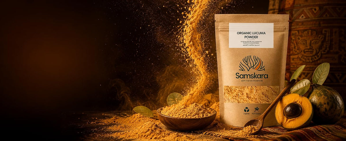 Lúcuma ecológica en polvo de Perú, el oro de los Incas, con sabor a caramelo natural