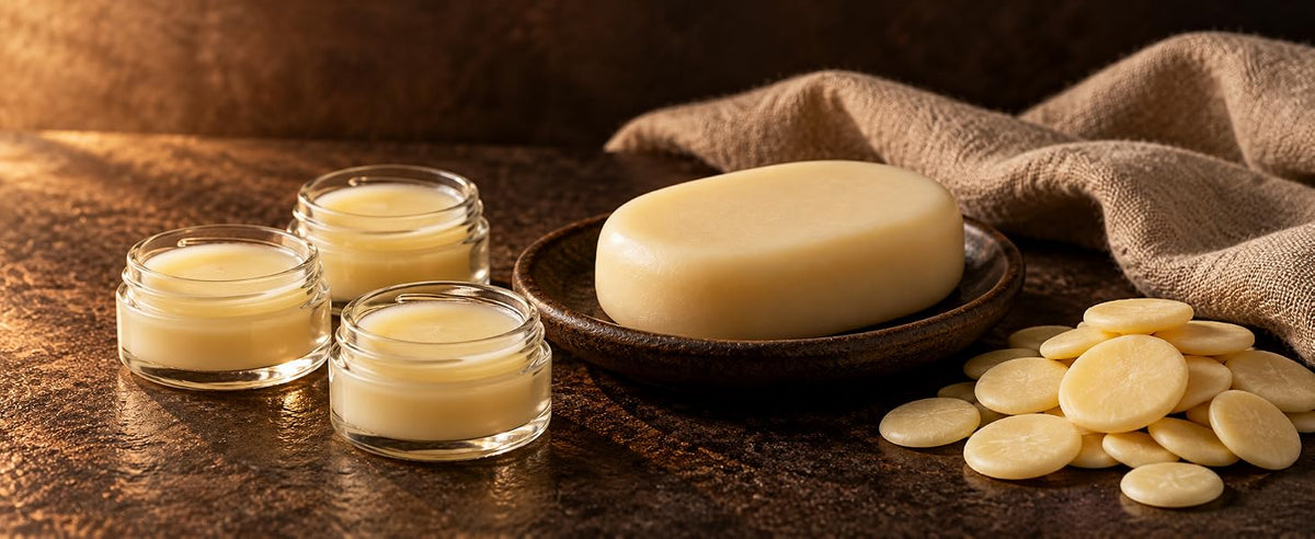 Manteca de cacao para bálsamos labiales y barras de masaje