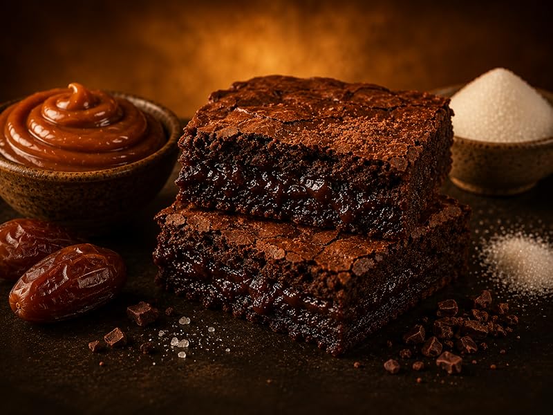 Brownies tiernos hechos con pasta de dátiles en sustitución del azúcar 1:1