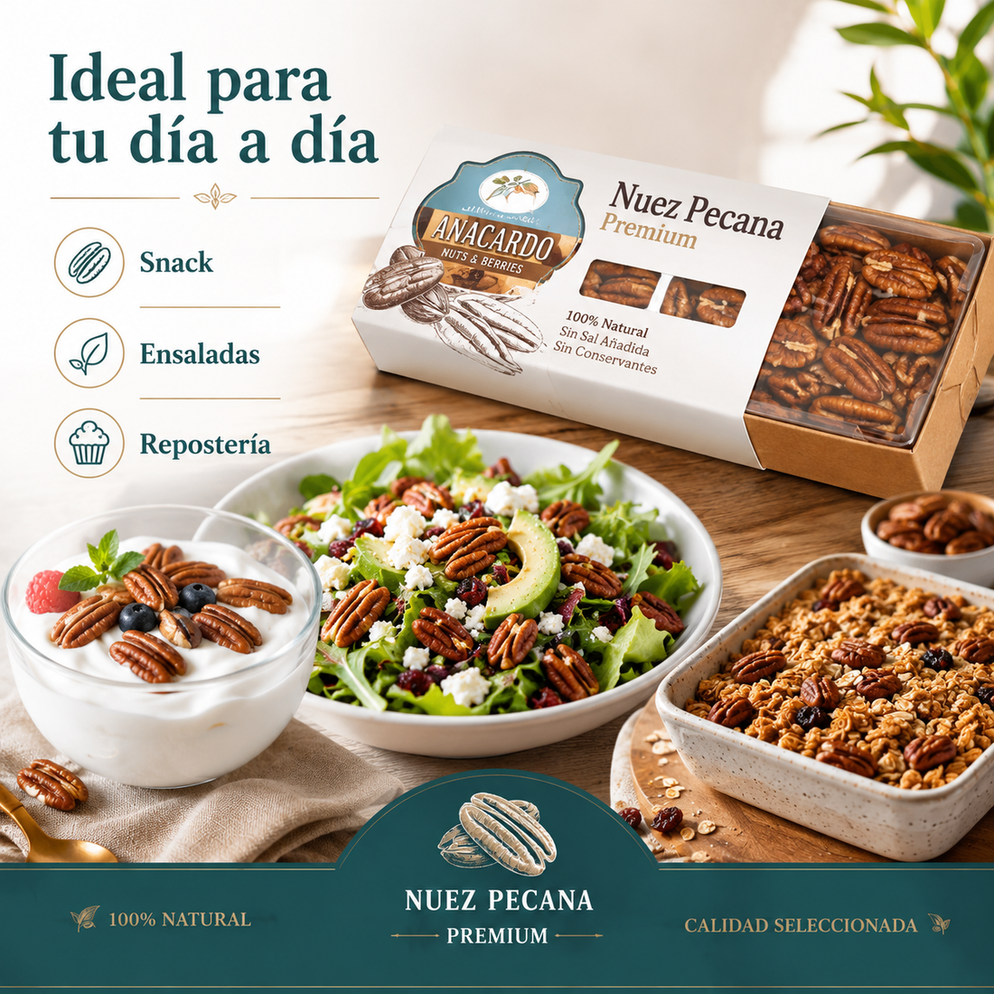 Mitades de Nuez Pecana Mantecosa - Envasadas al Vacío