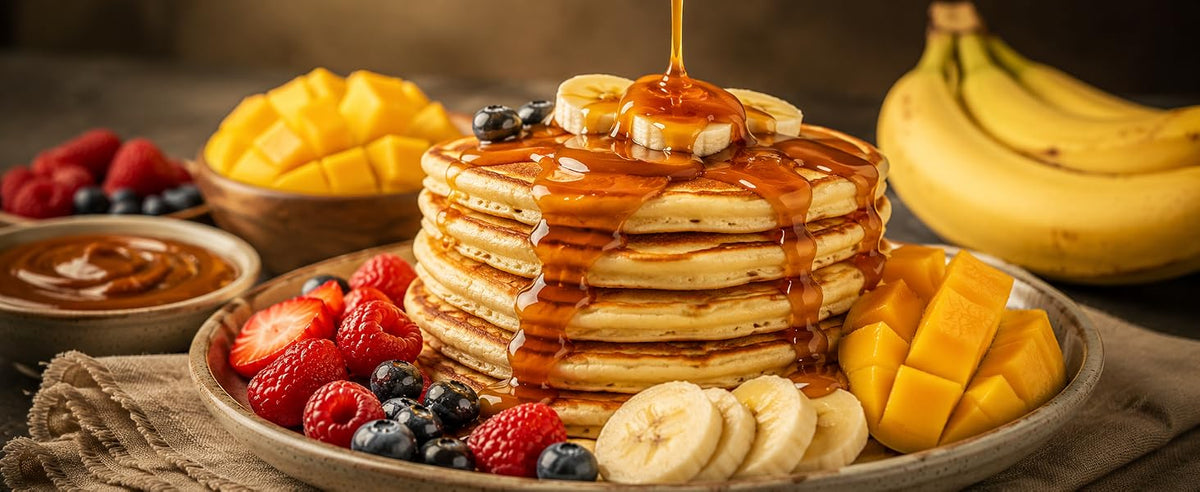 Pancakes esponjosos sin lactosa hechos con proteína de arroz