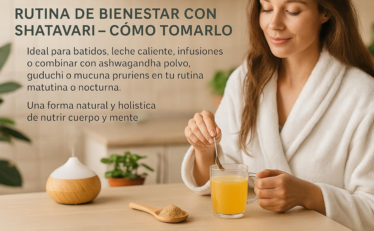 Cómo tomar shatavari en polvo: en batidos, leche caliente o infusiones dentro de tu rutina diaria